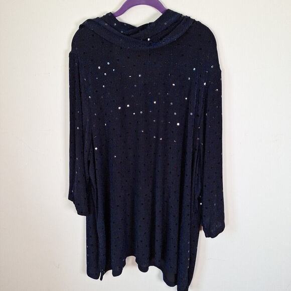 Catherines Metallic Blue Sequin Cowl Neck Tunic Top Women 4X - Picture 7 of 7